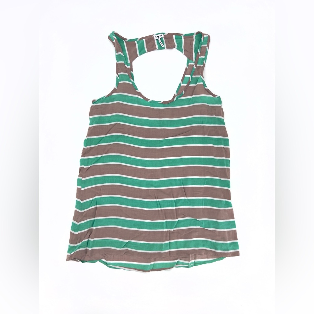 Splendid Grey and Green Striped Tank Top Size medium